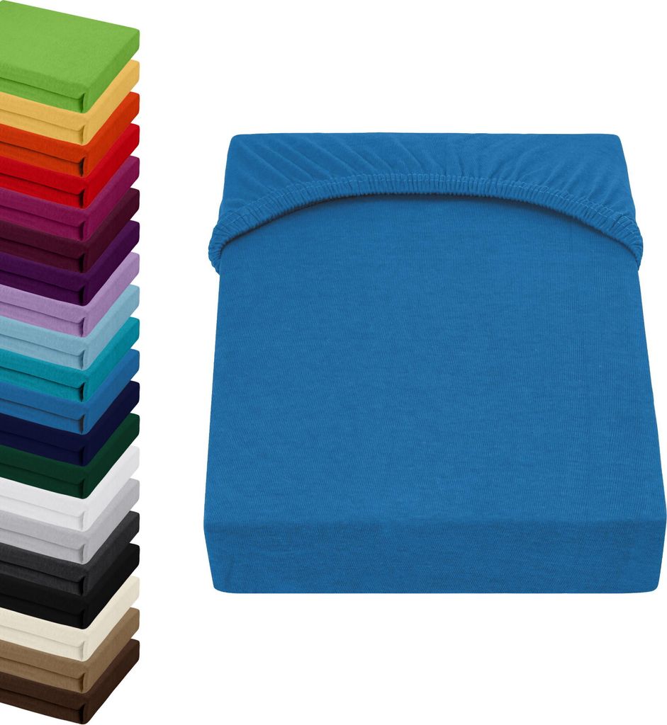 JERSEY Spannbettlaken 180x200-200x200cm Spannbetttuch 100% Produktbild 