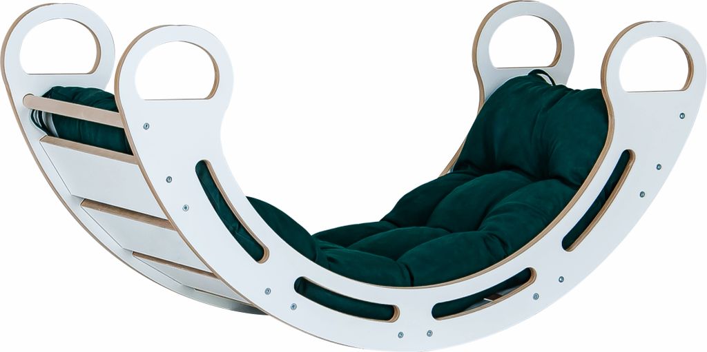 Montessori-Holzschaukel für Kinder Babylike+Kissen, Kletterbogen Bogenwippe Kletterleiter Kinder, Geschenk für Baby