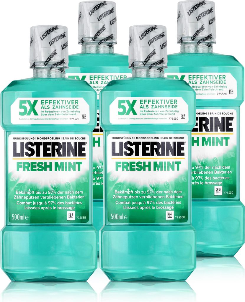 Listerine Fresh Mint 500ml - Für die tägliche Mundspülung (4er Pack )
