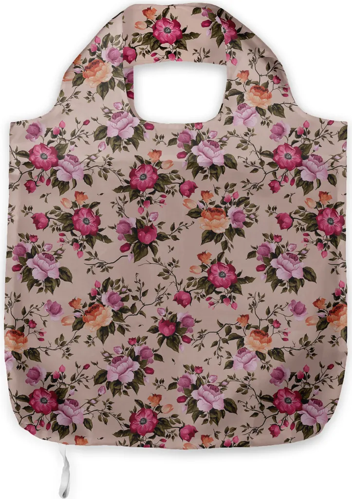 ABAKUHAUS Borsa Spesa Floreale Rosa e Verde - Shopper Tessuto Robusta