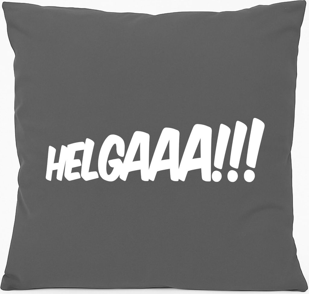 Huuraa Kissen Helgaaa Schriftzug 40x40cm mit Füllung Steel Grey Baumwolle Dekokissen Geschenkidee