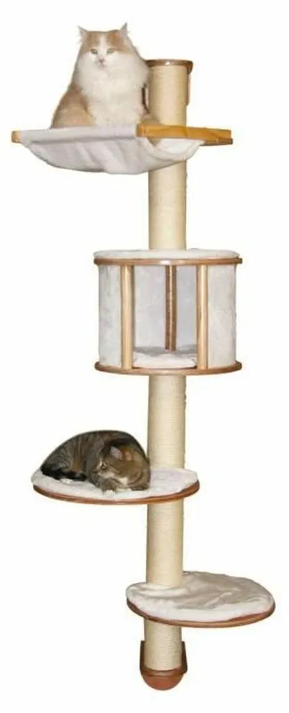 Arbre à chat Kerbl blanc 168 cm en sisal naturel et peluche douce