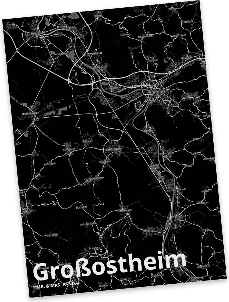 Mr. & Mrs. Panda Postkarte Großostheim - Geschenk, Ansichtskarten, Fotokarte, Stadt, Postkarten, Dorf Karte Landkarte Map Stadtplan, Ansichtskarte...