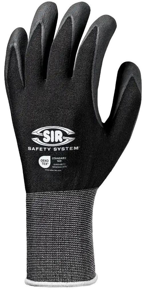 Sir Safety MAX GRIP Arbeitshandschuhe rutschfest mit Nitrilschaum, Nylon, 12 Paar, S, SCHWARZ