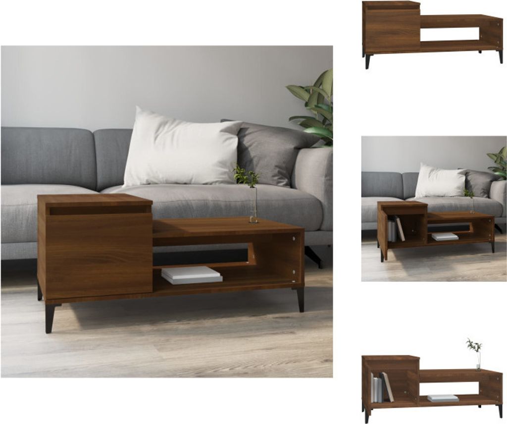 vidaXL Couchtisch Braun Eichen-Optik 100x50x45 cm Holzwerkstoff - Couchtische