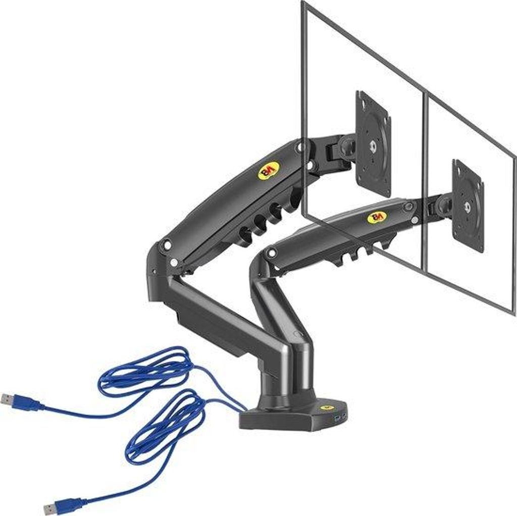 Einstellbare Gasfederhalterung für 17"-27" LED-LCD-Monitore, Schwarz, Büroklammer-Montage, PC