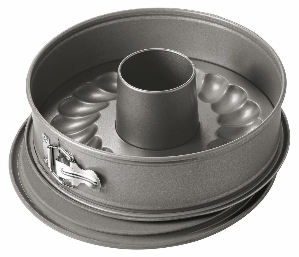 Kaiser La Forme Springform mit Flach- und Rohrboden 28 cm, 2 Böden, runde Backform, auslaufsicher, antihaftbeschichtet, grau