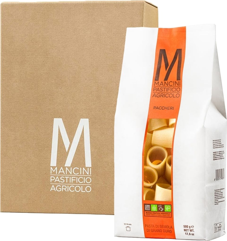 Mancini Pastificio Agricolo - Paccheri - Italienische handwerkliche Nudeln - 12 x 500 g