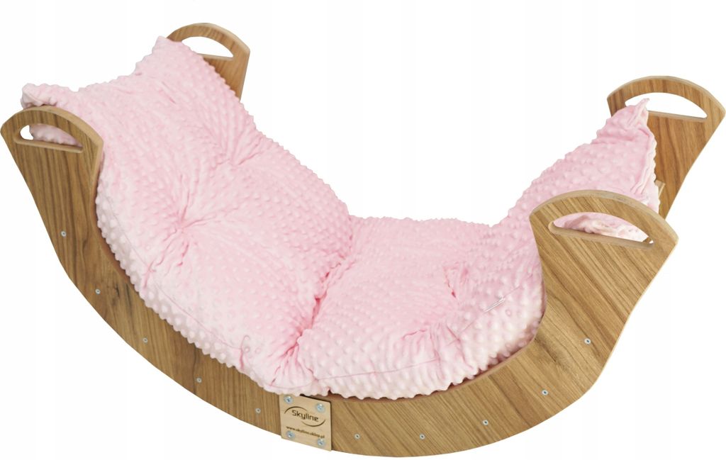 Skyline Kletterbogen Klettergerüste Kletterdreieck Baby Kletterwippe Holzbogen für Kinder Montessori Klappbar Eichenimitat, mod.C,85x43x42cm, Rose