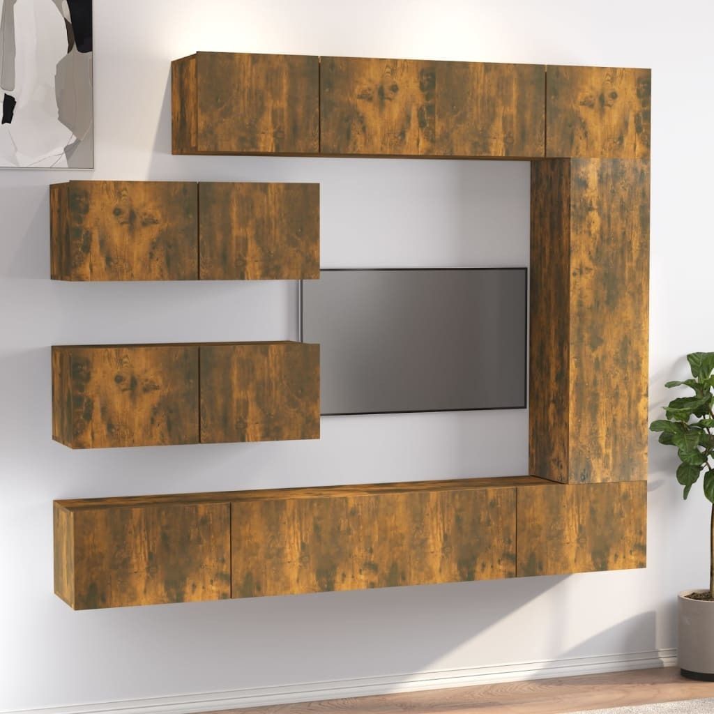 Maison Exclusive - 7-tlg. TV-Schrank-Set Räuchereiche Holzwerkstoff