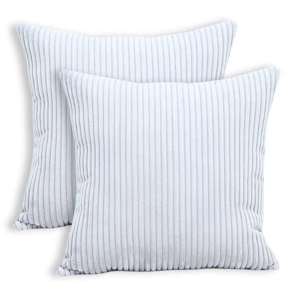 Lumali - Dekokissen aus Cord 40x40 cm, 2er Set Kissenhülle, dekorative Cord-Kissenbezüge, senffarbener Kissenbezug, Kissenbezug in grauer Farbe
