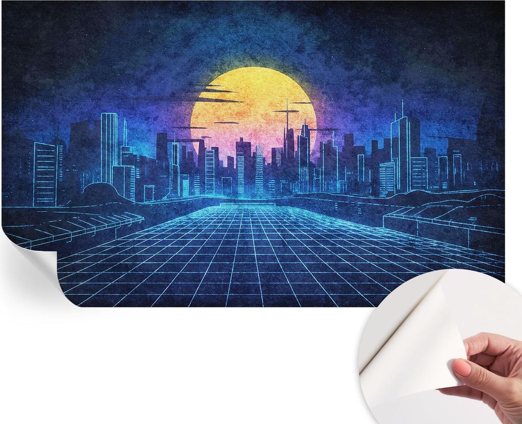 Selbstklebende Wandtapete - Dekorative Tapete für Wohnzimmer - Klebefolie für Wandbilder - Tapetenfolie für Wanddekoration - 416x254 - Futuristi...