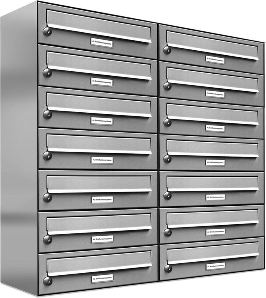 14er V2A Edelstahl Wandbriefkasten Anlage 14 Fach Briefkasten Postkasten