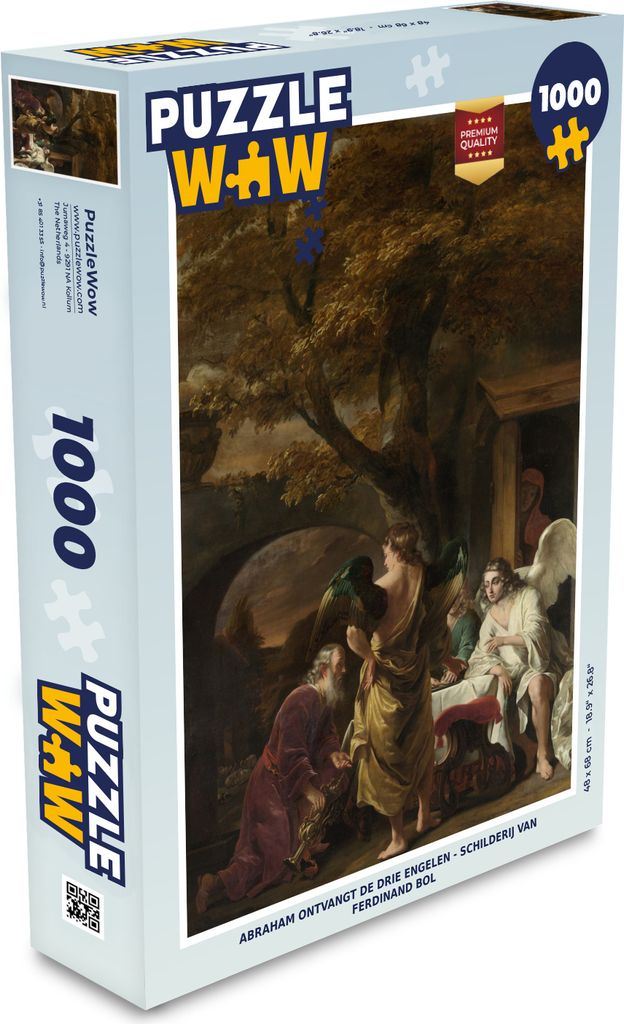 MuchoWow Puzzle 1000 Teile Abraham empfängt die drei Engel - Gemälde von Ferdinand Bol - Spielzeug - Alt und Jung - Spiele - Puzzeln