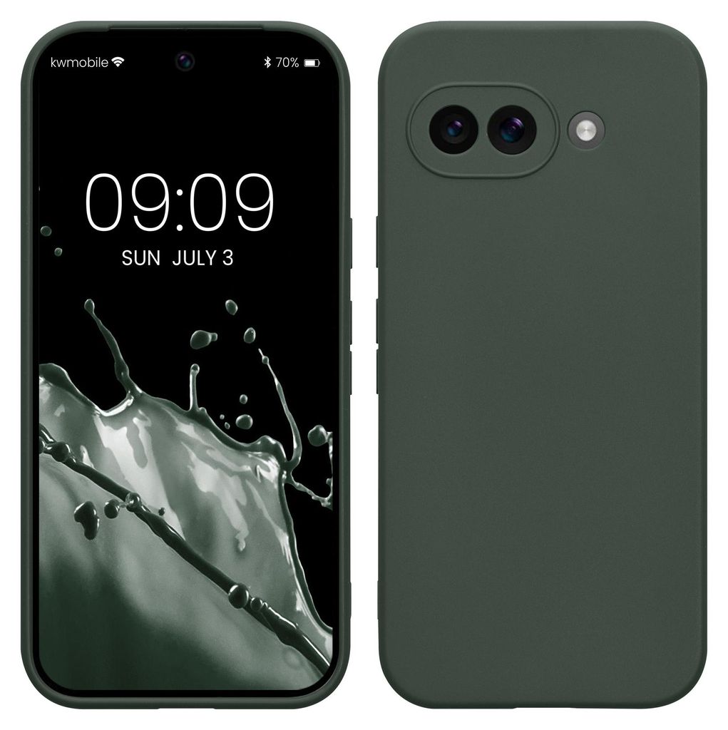 kwmobile Handyhülle für Google Pixel 9a Hülle - weiches Handy Silikon Case - Schutzhülle Cover - Moosgrün