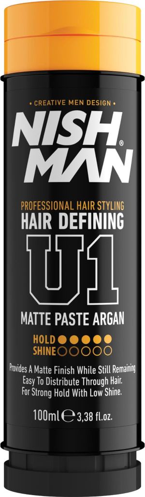 Nishman | Hair Defining U1 Matte Paste - 100ml - Starker Halt - Mattes Finish - Haarpaste - Arganöl