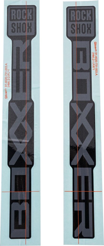 RockShox Dekor-Set, Aufkleber-Set, RS-Grau, mattschwarze Schieber