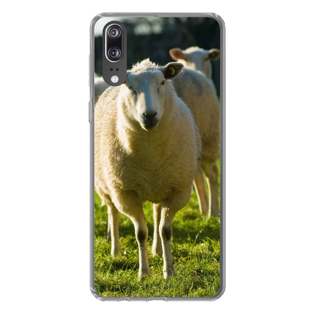 MuchoWow Handyhülle Schutzhülle Hülle für Huawei P20 Schafe - Tiere - Wolle Silikon Softcase Handy Hülle - Hardcover