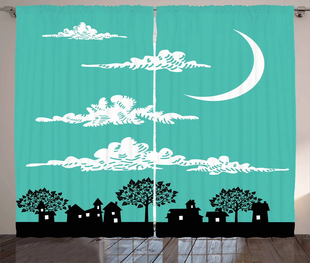ABAKUHAUS Tenda rustica Wolke, edificio con alberi, camera da letto Tenda con passanti e ganci, 280 x 175 cm, turchese bianco