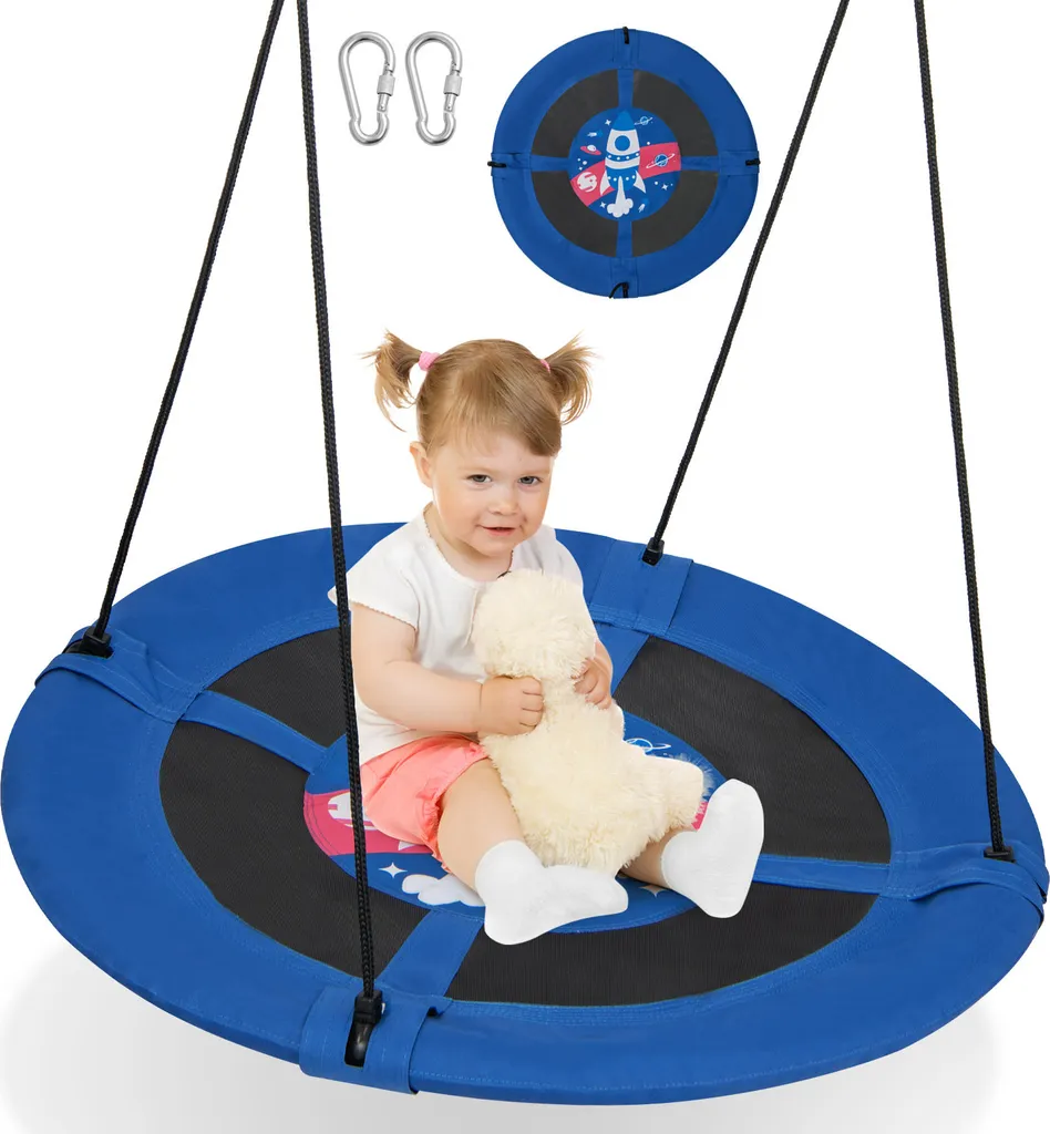 Altalena ad Albero COSTWAY 100 cm | Altalena Rotonda Nido Blu