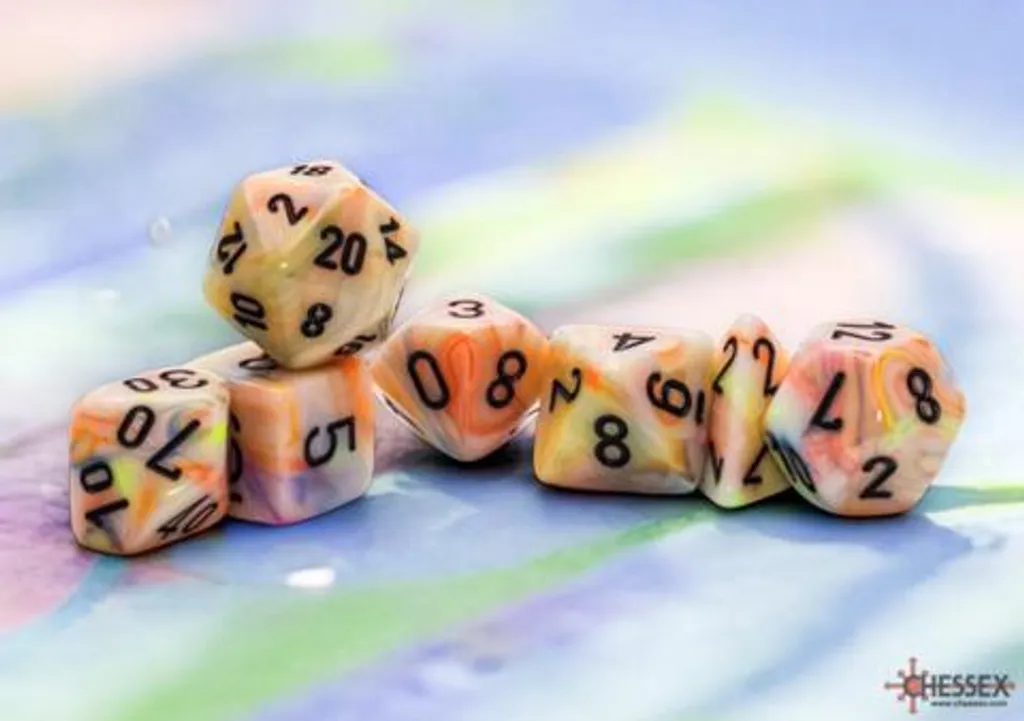 Dés RPG Mega-hedral Circus Black aux Reflets Colorés et Finition Pro