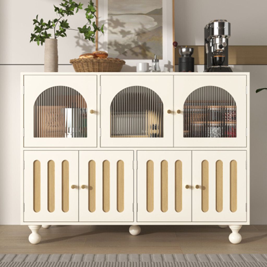 Esszimmer-Sideboard, lange Glastür im Regenbogen-Design, klaviertastenförmige Tür, stilvoller Aufbewahrungsschrank,für Esszimmer und Wohnzimmer
