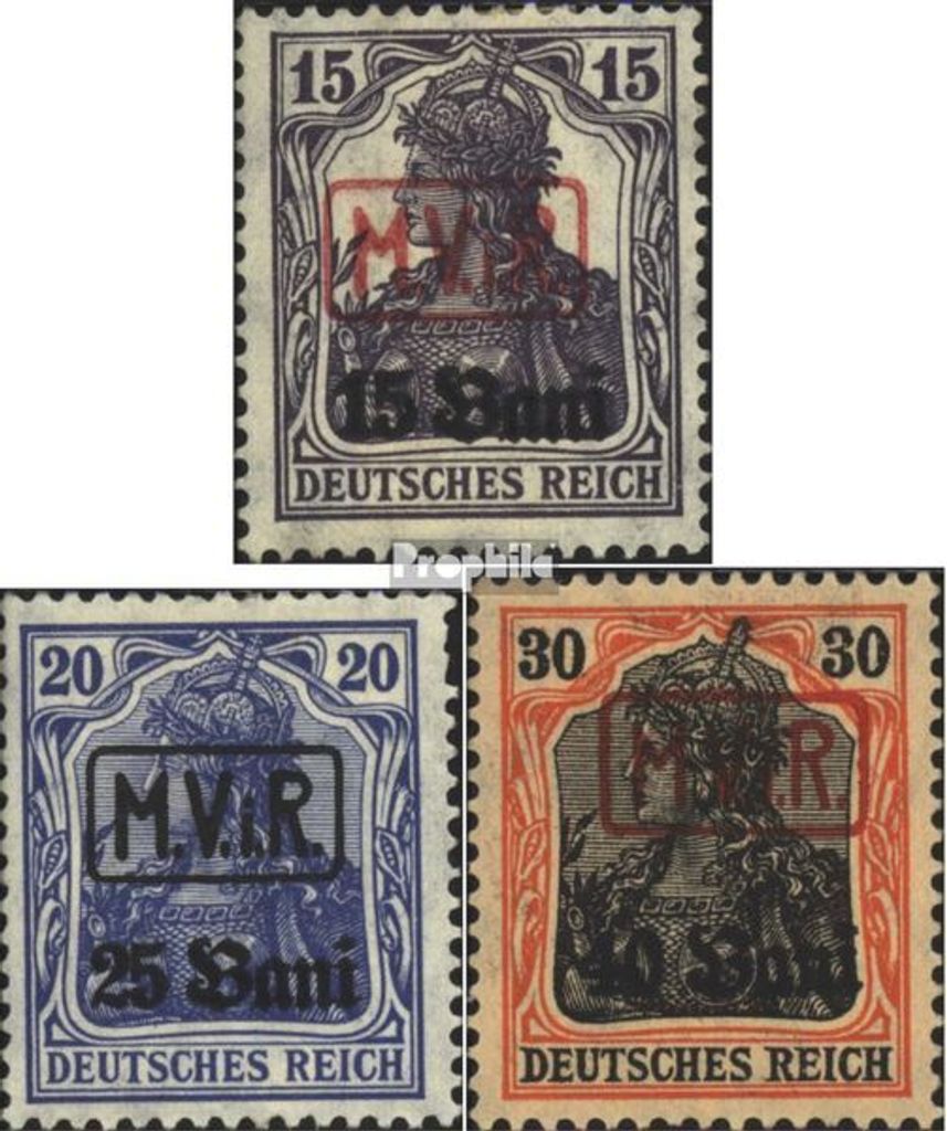 Briefmarken Dt. Militärverw. Rumänien 1917 Mi 1-3 (kompl.Ausg.) mit Falz Germania