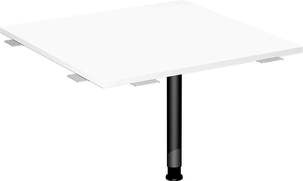 Verkettungsplatte Volleck 90° mit Stützfuß, mit Kabelführung, inkl. Verkettungsmaterial, höhenverstellbar, 800x800x680-800, Weiß/Anthrazit