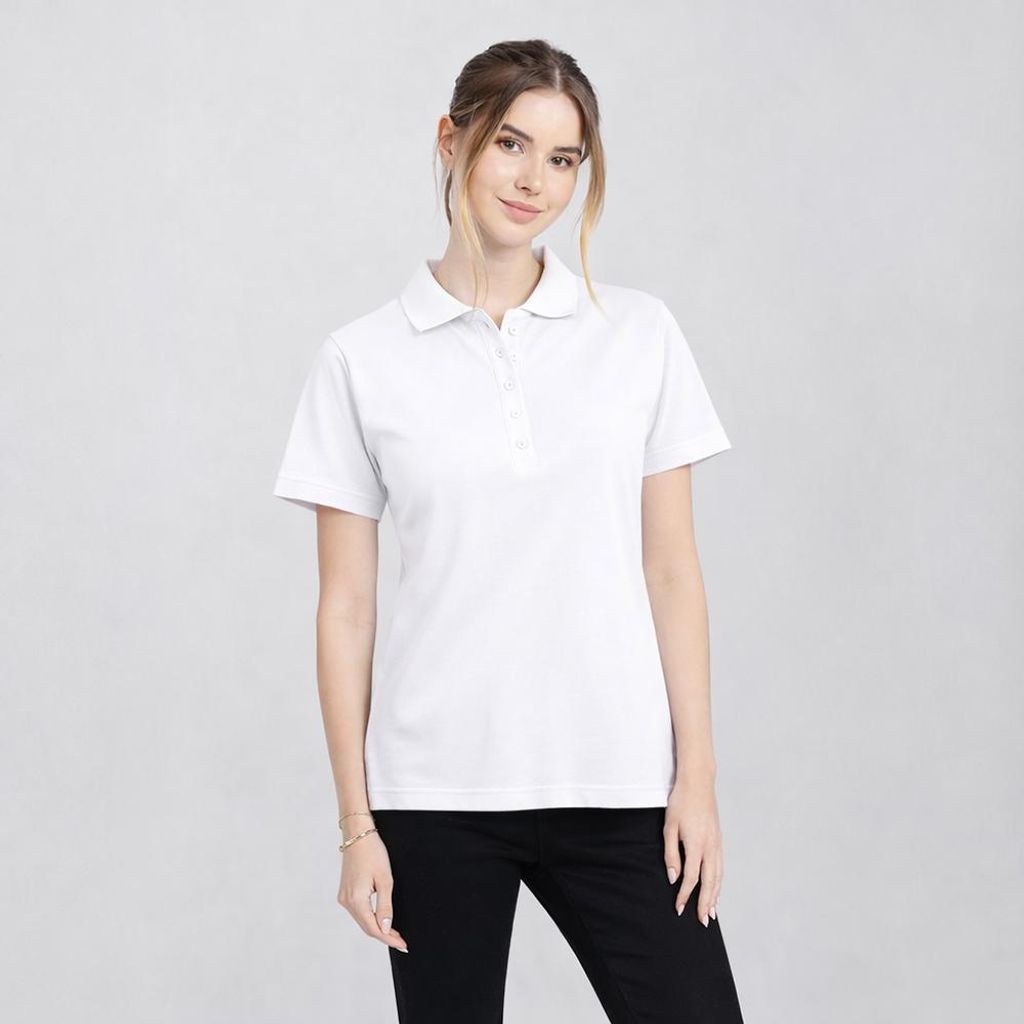 Damen Poloshirt, weiß, Größe XL : XL : weiß : 96% Baumwolle Produktbild 
