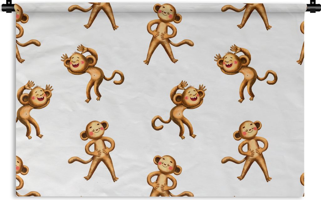 MuchoWow Wandteppich Wandbehang Dschungel - Design - Affe - Weiß 150x100 cm Tapisserie Dekoration Wandtuch - Waschbar - Tapisserien - Wand-Decke