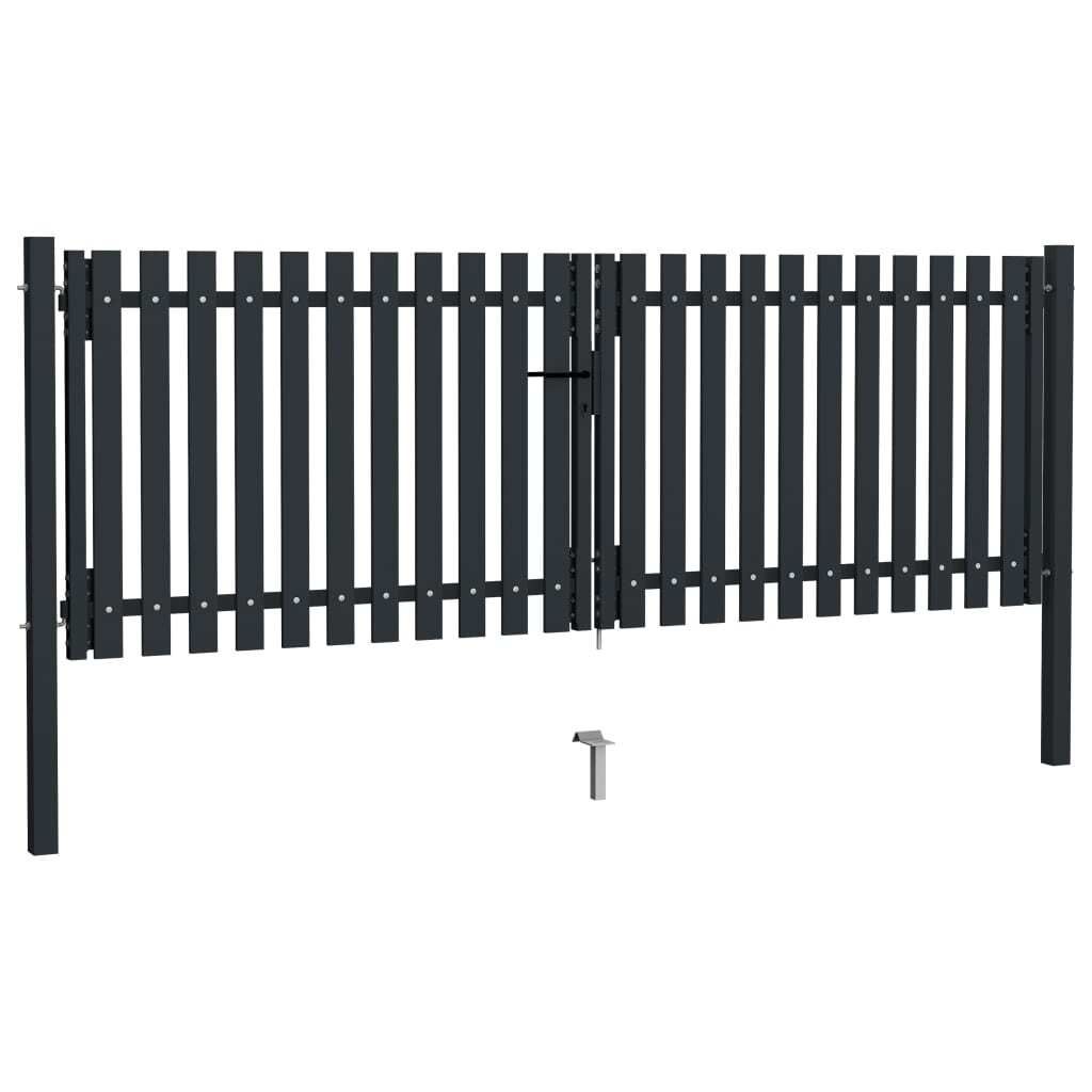 vidaXL Brama ogrodzeniowa dwuskrzydłowa stalowa 306x150 cm Zdjęcie produktu 
