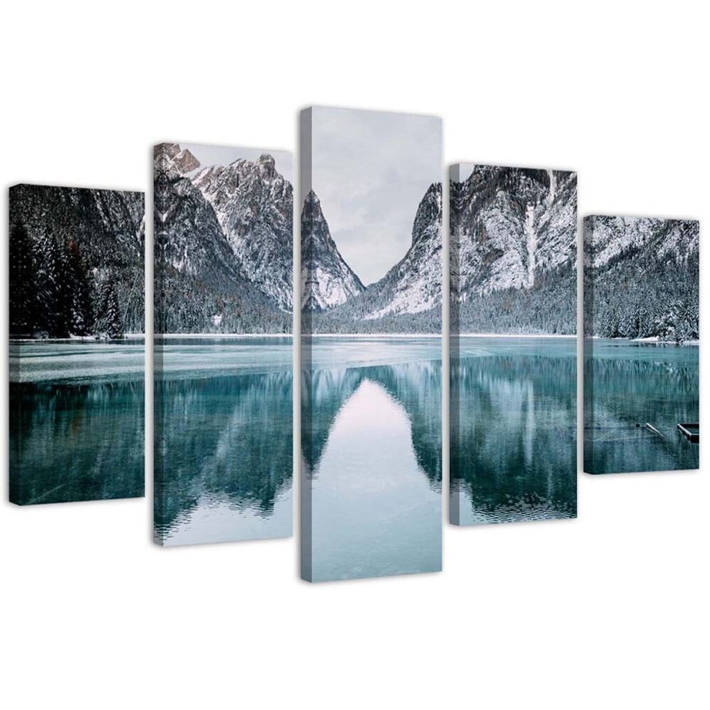 5-teiliges leinwandbild bergige landschaft 100x70 cm Feeby grau wandbild bereit zum aufhängen