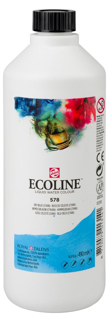 Ecoline tekutá akvarelová láhev 490 ml sky blue (cyan) 578 Obrázek produktu 