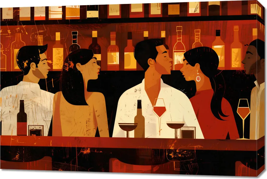 Quadro 90x60 cm Incontro al Vino - Stampa su Tela Materica per Cucina - 1