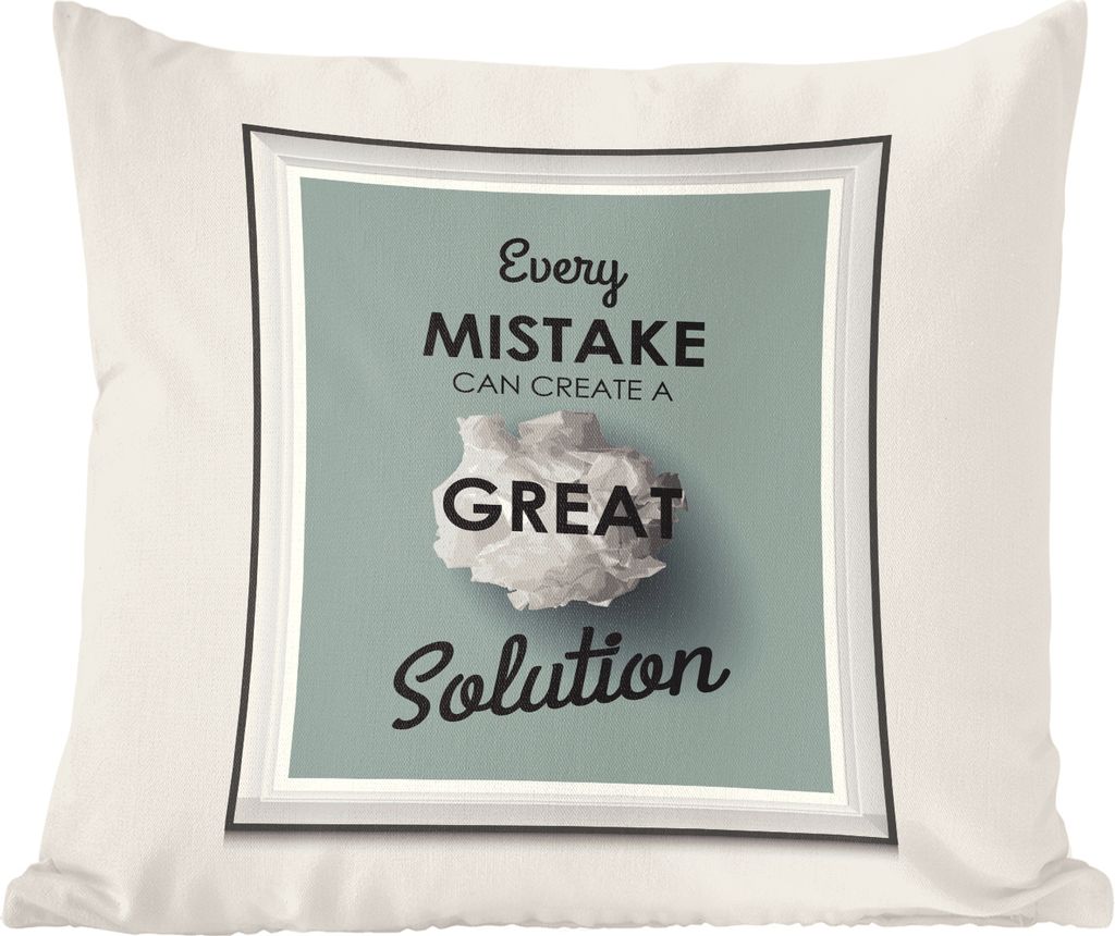MuchoWow Zierkissen Sofakissen Wohnzimmer Dekokissen 60x60 cm Jeder Fehler kann eine große Lösung hervorbringen" - Zitate - Sprichwörter - Sit...
