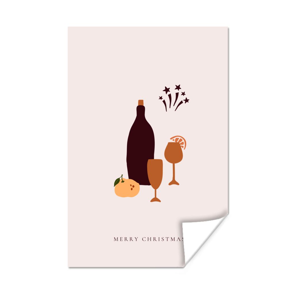 MuchoWow Poster Weinflasche - Gläser - Zitat 40x60 cm - Plakate für die Wand - Poster Babyzimmer