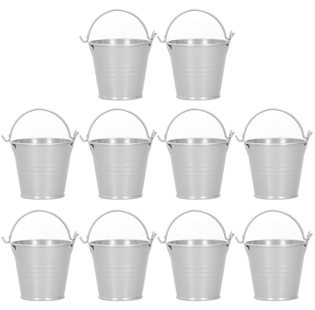 10 Stück Blumentopf, Mini-Sukkulentenpflanze, kleiner Metalleimer für Innen- und Außendekoration, silberfarben, 4 x 5,5 x 6 cm