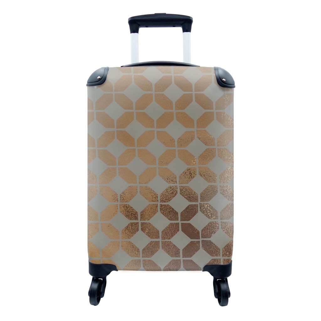 MuchoWow Koffer Handgepäck Trolley Rollkoffer Kleine Reisekoffer mit 4 Rollen - Muster - Gold - Figur - Cabin Size < 55x40x23 cm & 55x40x20 cm -...