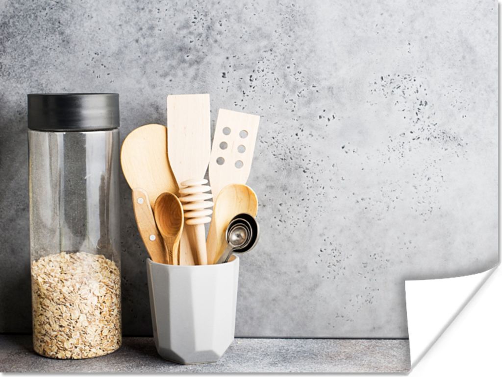 MuchoWow Poster Müsli - Spatel - Küchenutensilien 80x60 cm - Kunst für zu Hause