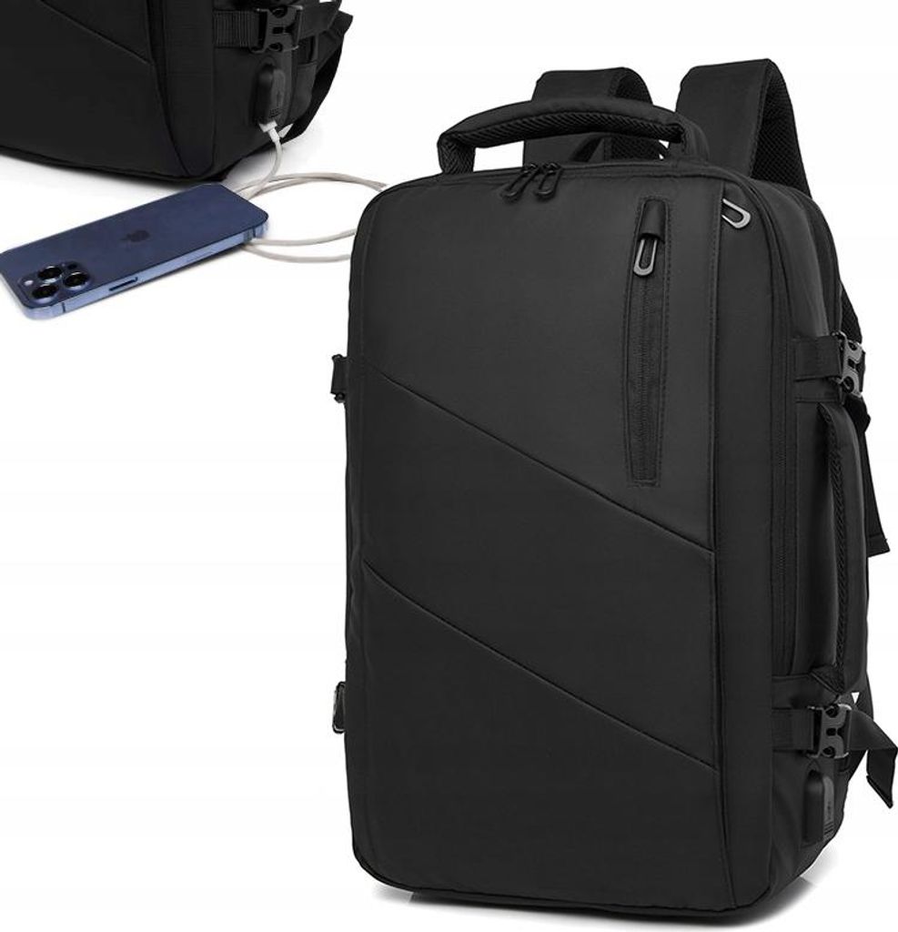 HERREN CITY RUCKSACK Elegant SCHWARZ GROß Schule BÜRO USB Laptop 32L