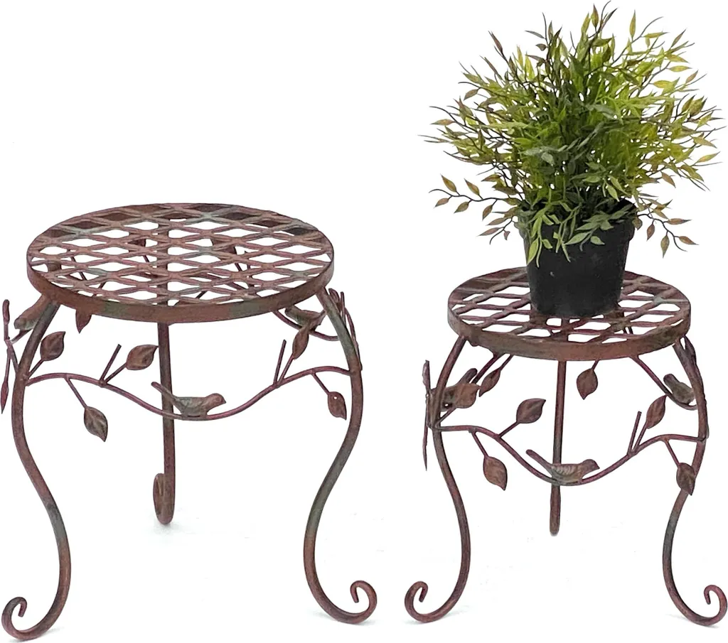 Support pour Plantes en Métal Marron : Colonne pour Fleurs x2 DanDiBo