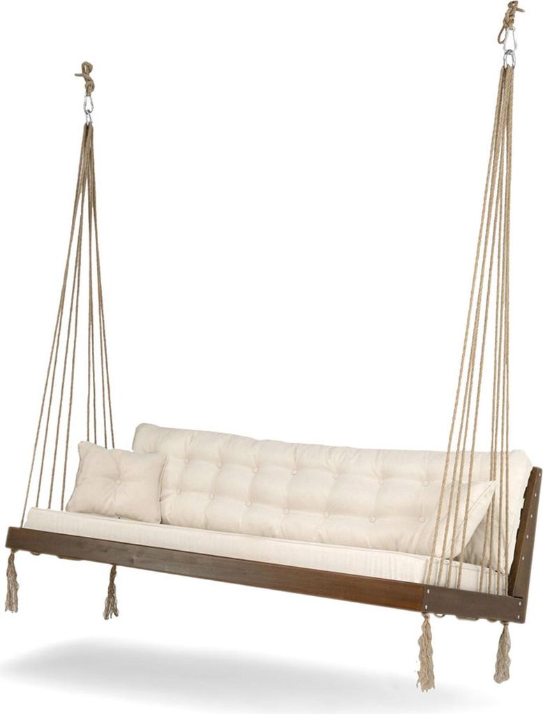 Stilvolles Hängesofa Designer Gartenmöbel Terrassen Holz Polstersofa