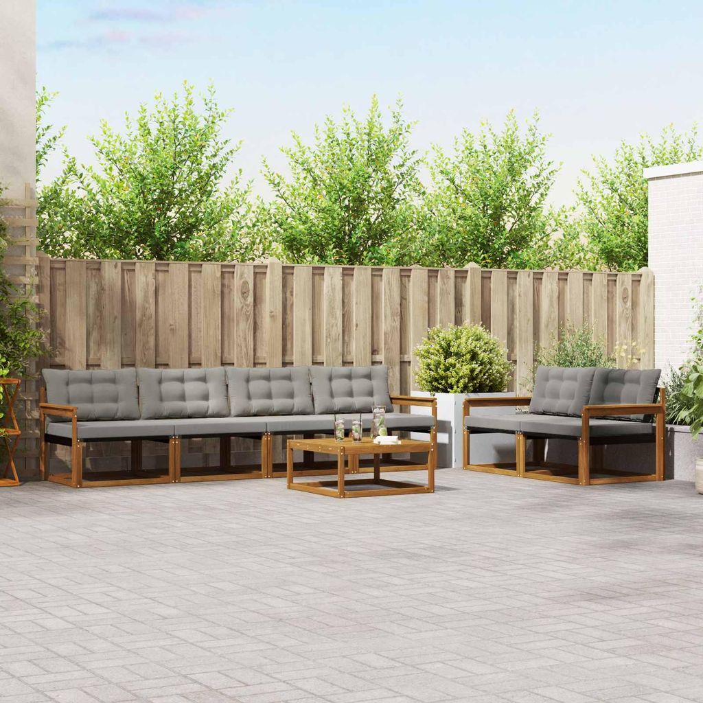 "SALE 2026"Outdoor-Sofagarnitur - CLORIS - Balkonmöbe/Sitzgruppe - mit Kissen 7 pcs - Moderne Design - Natürlich und Hellgrau - Gartensofas NeuM...