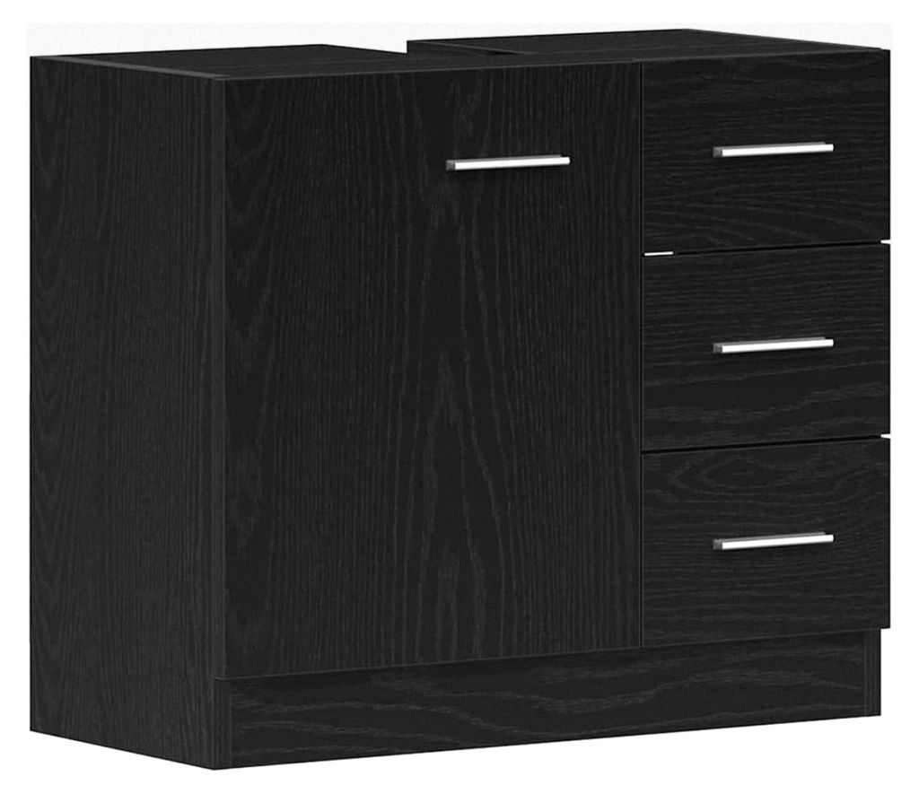 Waschbeckenunterschrank in Schwarz mit Eichen-Optik 63x30x54 cm
