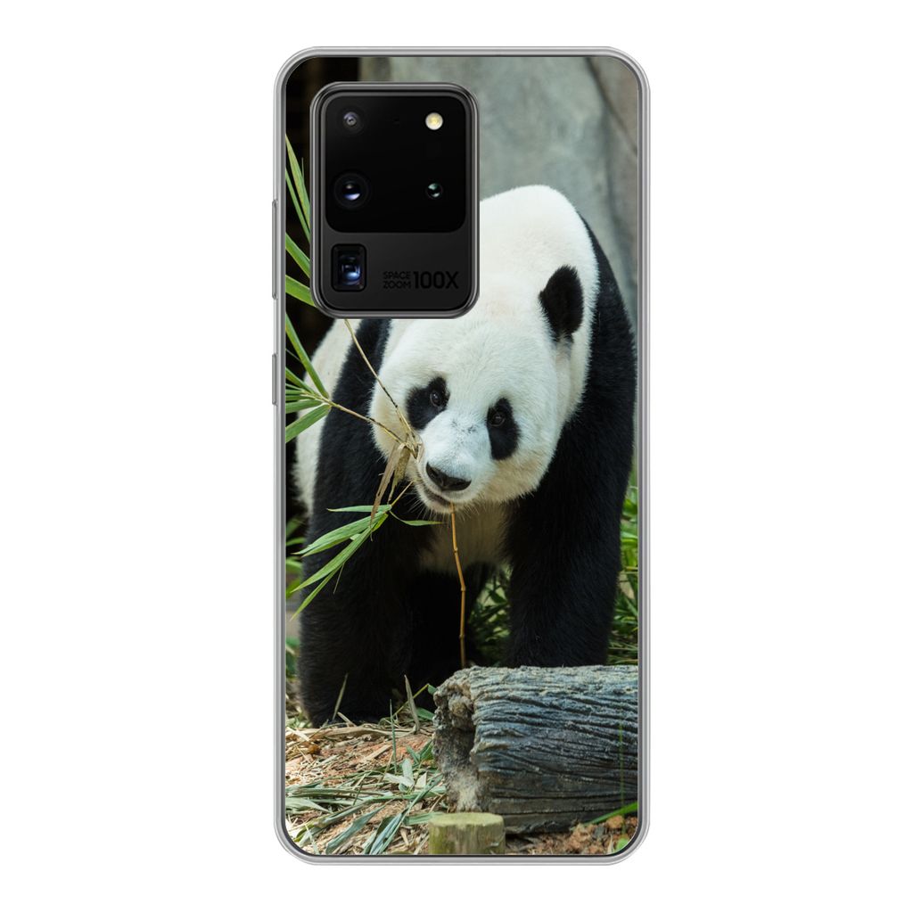 MuchoWow Handyhülle Schutzhülle Hülle für Samsung Galaxy S20 Ultra Panda - Baumstamm - Höhle Silikon Softcase Handy Hülle - Karteninhaber