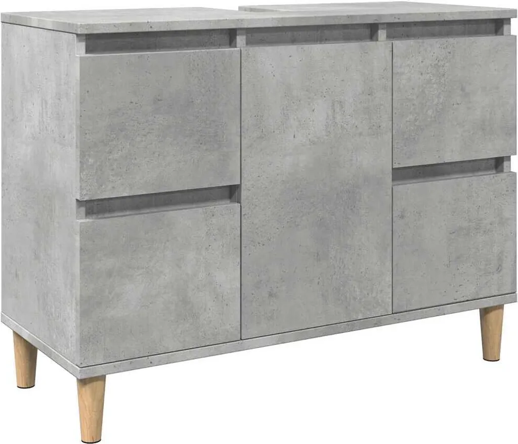 Mobile Basso Grigio Cemento 80 cm - Arredo Moderno in Legno Robusto