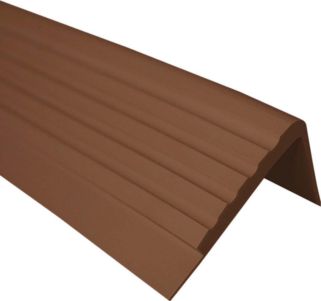 QUEST Treppenkantenprofil 50x45mm, 1.5m, Treppenprofil PVC für Treppenstufen, Treppenkantenschutz mit Rillen, Antirutsch, RO, bronze