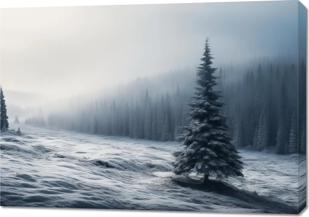 Quadro 100x70 Albero di Natale Solitario su Tela Canvas Decorazione