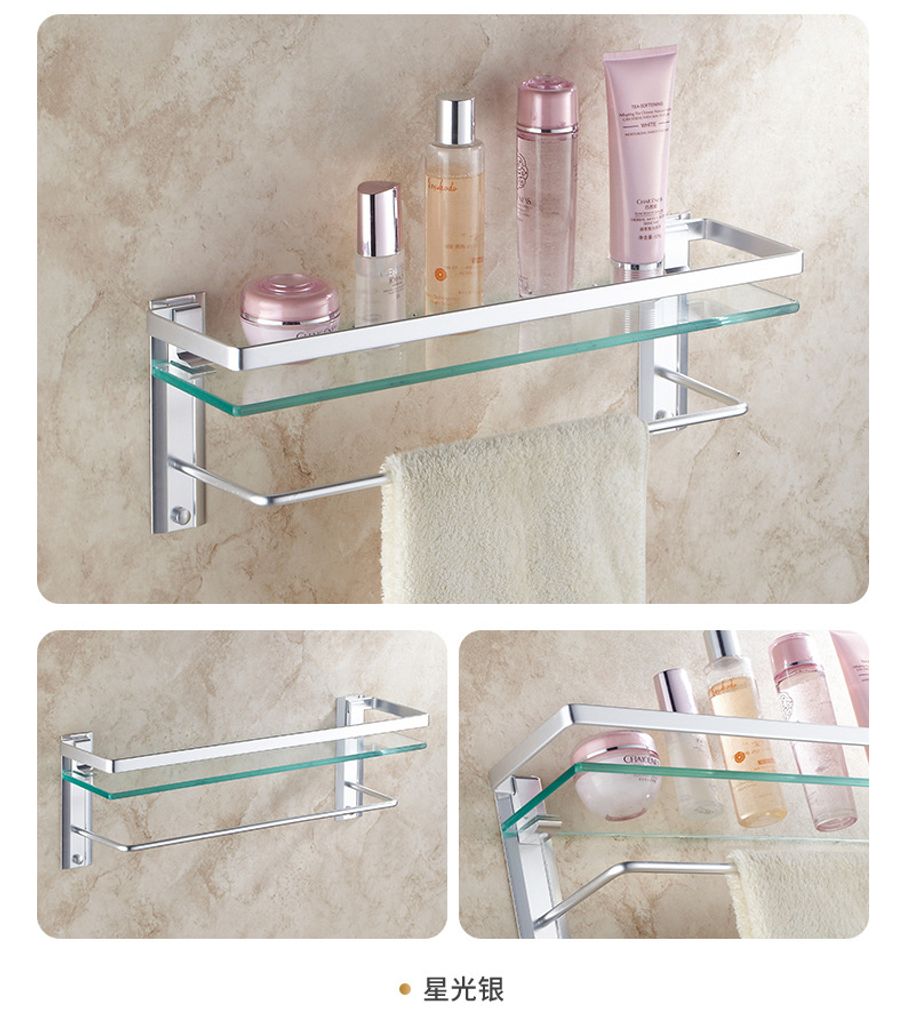 badezimmer regal alu glas küchenregal badregal make-up spiegel regal  wandmontiert warenregal 38*12*5cm