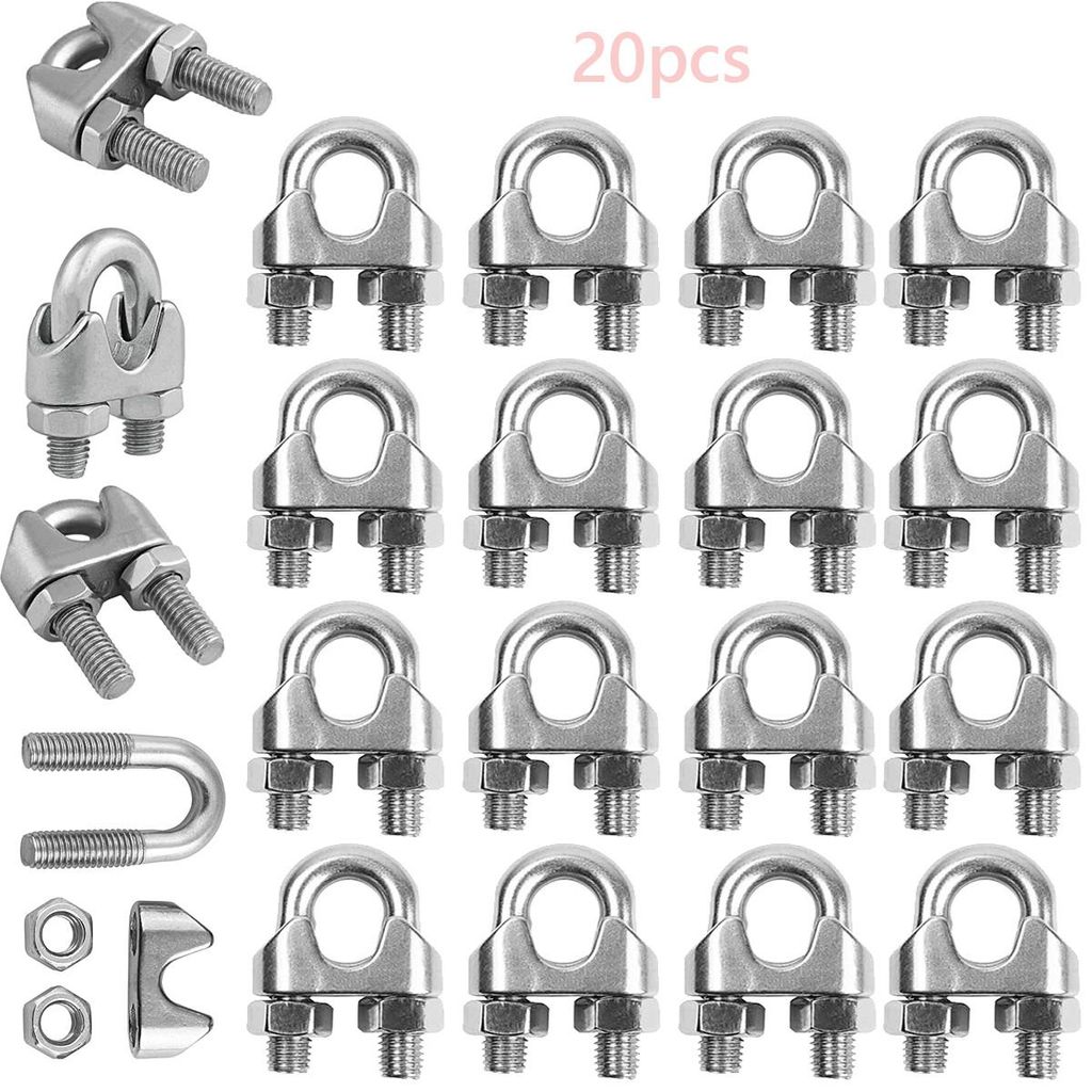 20 Stück 10mm Drahtseilklemme, M10 Edelstahl Produktbild 